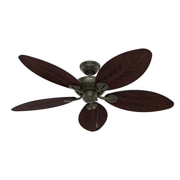 Hunter Bayview Indoor / Outdoor Ceiling Fan with Pull Chain Control, 54", Provencal Gold