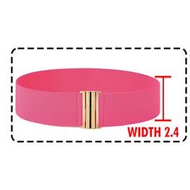 FATASH Vintage Elastic Wide Waist Belt for Women - Stretchy Leather Cinch Waistband with Flat Metal Buckle | Fashion Retro Ladies Belt for Dresses & Costumes | Elasticated Waist Accessory - Hot Pink