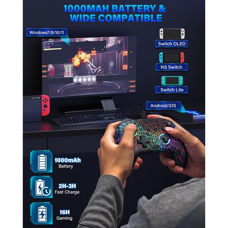 DBEPANK Switch Controller, Wireless Pro Controller Compatible with Nitendo Switch/Switch