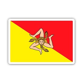 Squiddy Sicily Flag Sicilian Pride - Vinyl Sticker Decal for Phone, Laptop, Water Bottle (3" Wide)