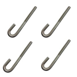 DBMIMPORTERS Marine Boat 3/8" x 5" J Bolt Spring Hook J-Bolt J Hook Stainless Steel 4 Pcs