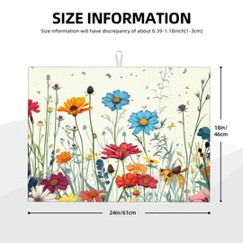 Butterfly Flowers Dish Drying Mat 18x24 Inch, Microfiber Absorbent Fast Dry Mat Daisy Floral Large Dish Mat Drying Kitchen Mat, Kitchen Drying Pad for Kitchen Counter Coffee Bar Decor Gifts