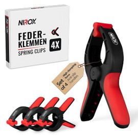 Nirox Set of 4 Spring Clips - Clamps with Large Span Width - High Clamping Force of The Spring clamp - Clamps with moveable Jaws - Tension Clamps