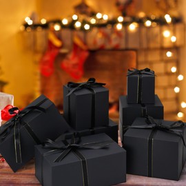 Aosric 24 Pcs Black Gift Boxes, 9x4.5x4.5 In Small Party Favor Boxes, Goodie Boxes Present Paper Gift Boxes Bulk with Lid for Kids Birthday, Baby Shower, Wedding, Christmas, Holidays, Congratulations
