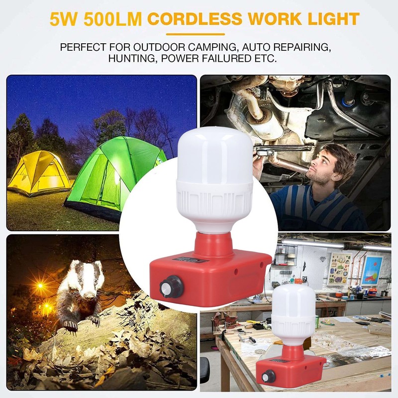 Portable Bulb Lamp Adjustable Brightness LED Lithium Battery Powered Light