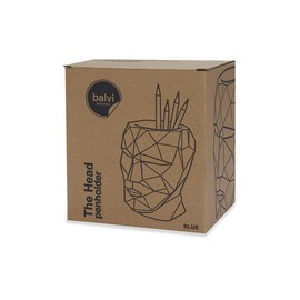 balvi Pen Holder The Head Colour Blue Geometric Silhouette of a Head Cement 12 x 8.4 x 11.5 cm