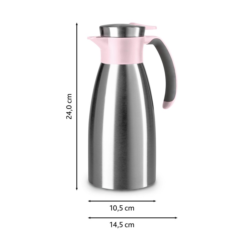 Emsa Soft Grip N4120300 Insulated Jug, 1 Litre, Stainless Steel,