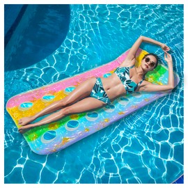 YUJUNHMZZ Pool Floaties for Adults Premium Duty Inflatable Lounge Raft, Extra Thick Leakproof Design for Pool/Beach/Lake, Comfortable Floating Mat for Summer Relaxation (Color Gradient)