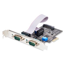 StarTech.com 2-Port Serial PCIe Card, Quad-Port PCI Express to RS232/RS422/RS485 DB9 Serial Card, Standard/Low Profile Brackets, 16C1050 UART, ESD Protection, Windows/Linux (2S232422485-PC-CARD)