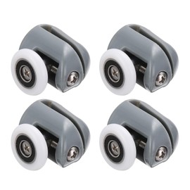 uxcell 4 Pcs Shower Door Rollers, 25mm Dia ABS Bathroom Glass Door Top Twin Rollers Runners for 4-5mm Glass Door, Kitchen Sliding Door Pulleys Wheels Replacement with Screw, Silver