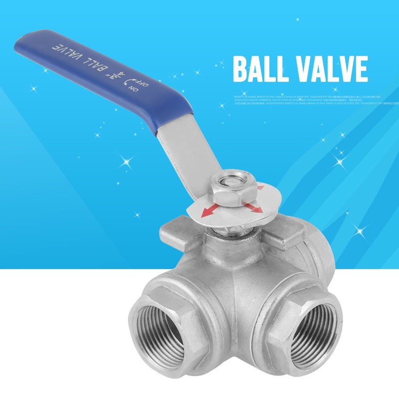 1pc Ball Valve,Stainless Steel SUS304 Pipe Ball Valve Three-Way T-Type