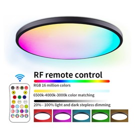 Neoglint RGBCW Full Color Ceiling Lamp Round LED Ceiling Light Fixture for Bedroom Living Room Stepless Dimming with RF Remote Control