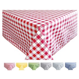 Oilcloth Tablecloth Washable Square 140 x 240 cm Checked Red