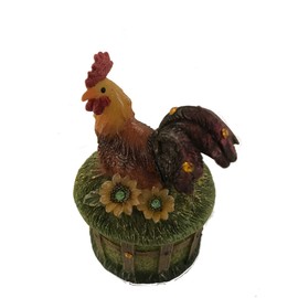 3" High Jeweled Rooster Trinket Box