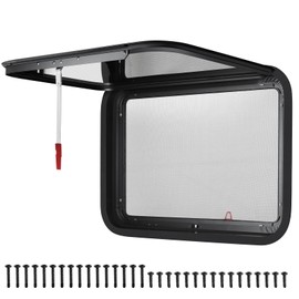 NOVINO RV Exit Window Replacement, 30" W x 22" H RV Emergency Window for Cargo Trailer Camper Travel Trailer Van with Screen&Trim Ring, Fit 1" or 1-1/2" Thick Wall,DOT Approved