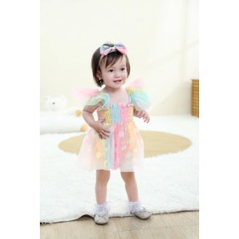 TITKKOP Baby Girl Clothes Infant Tulle Romper Ruffe Sleeveless Bodysuit Baby Girl Outfits Infant Girl Dress(multicoloured,12-18M)