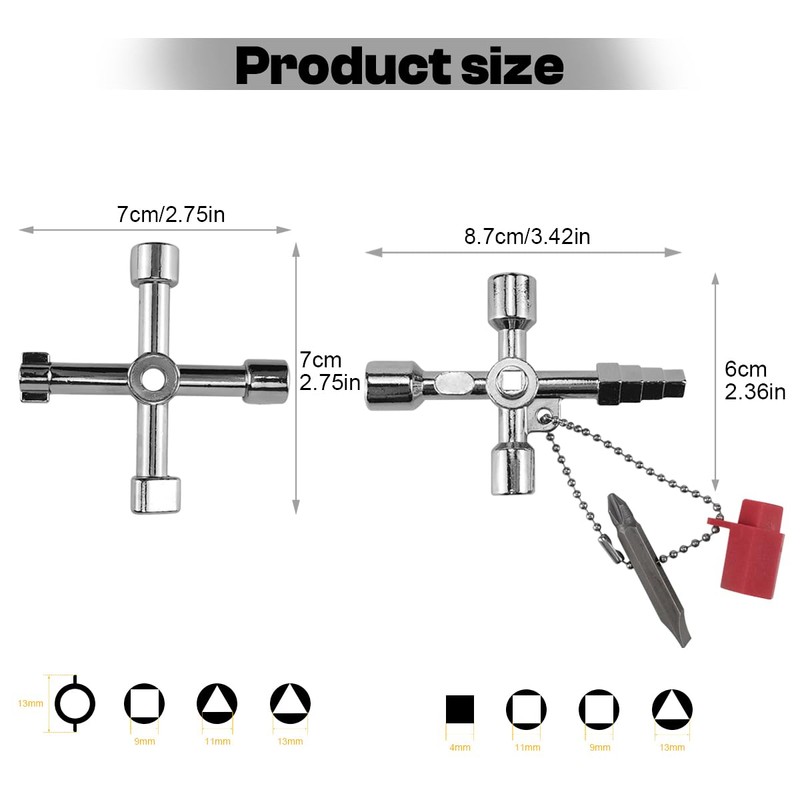 Pack of 9 universal keys, triangular key, square key and