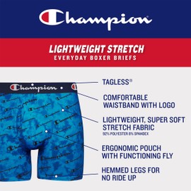 Champion Men's Boxer Briefs, Total Support Pouch Lightweight Stretch, Moisture-Wicking, Black/Grey-4 Pack