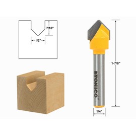 Yonico V Groove Flat Bottom Router Bit 90 Degree X 1/2-Inch Diameter 1/4-Inch Shank 14988q