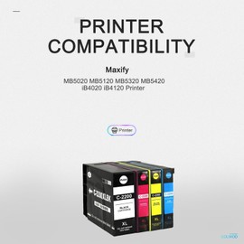 PGI-2200XL 4 Color Value Pack Ink Cartridges Replacement for Canon Maxify PGI 2200 XL PGI-2200XL to Used for MB5420 MB5320 iB4020 MB5020 Printer (4-Pack,Black,Cyan,Magenta,Yellow)