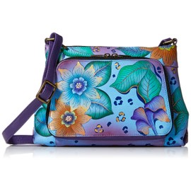 Anna by Anuschka womens Crossbody Organizer Bag - Genuine Leather, Tropical Safari, One Size US