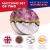 2 x Round Coasters - Pink & Grey Marble Effect