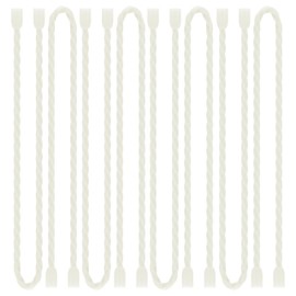 Dreamxiang 8Pcs 12-inch Silicone Cable Ties Reusable Steel-Core Silicone Twist Colorful Cable Tie Straps for Bundling and Organizing, Bendable Holder Strap for Indoor and Out All Purpose, White