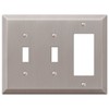 AMERELLE 163TTRBN Century Double Toggle/Single Rocker Steel Wallplate in Brushed