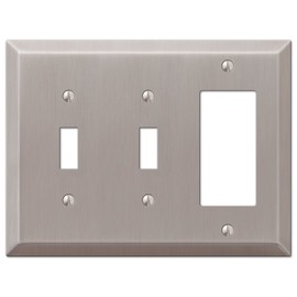 AMERELLE 163TTRBN Century Double Toggle/Single Rocker Steel Wallplate in Brushed Nickel