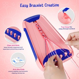 Bracelet Making Kit for Girls - Friendship Bracelet Kit - Christmas Gifts for Ages 6 7 8 9 10 11 12 Year Old Girl Birthday Gifts, Arts and Crafts for Kids Ages 8-12 Teen Bracelets DIY Maker Pink Blue