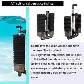 Carefree Fish Aquarium Filter Sponge Fish Tank Quiet Bubble Filter with 3 Sponges and 1 Bag of Filtered Ceramic Balls for Salt Water and Fresh Water(not Included Air Pump)