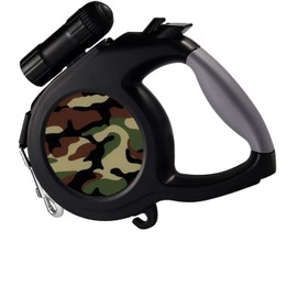 Best Dog Supplies For the Love of Dogs - Camo Dog Leash - 26ft Retractable with Flashlight - Medium to Large Dogs