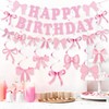 Bow Birthday Party Decorations - Pink Bow Birthday Banner Bows