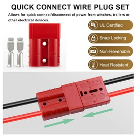 YQQZQ Plug Connectors Tool Compatible with Anderson Style,10Pcs 50 AMP 6AWG 12-24V DC Power Contacts Plugs,with Solid Copper Terminals (Red)