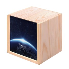 Fabulous Wooden Box - Earth - View of Space Planet Sun Astronomy Europe (10 x 10 x 10 cm)