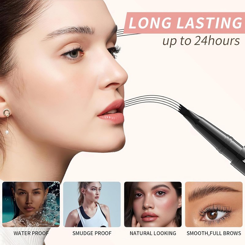 ZWWOGE Eyebrow Pencil, Waterproof, Sweat-Resistant, Eyebrow Pencil, 2-in-1 Dual Professional