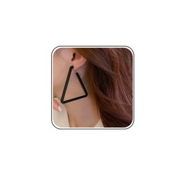 Xmsrn Vintage Large Black Triangle Earrings Hollow Triangle Stud Earrings Open Triangle Drop Earrings Black Geometric Earrings for Women, Zinc, No Gemstone