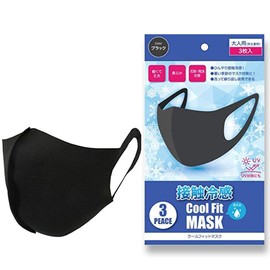 OKASHIRA Cool Fit Mask, 3 Pieces x 3, Washable and Reusable! Cool Contact Mask! Unisex Adult Black