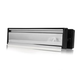 Xfort MailPlate 12" Letterplate Polished Chrome, Premium Draught Proof Postal Letterbox, Telescopic Sleeved Letter Box for Wooden, Composite and uPVC Midrail Doors with 40-80mm Door Thickness.