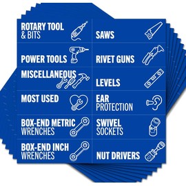 Toolbox Organization Magnetic Labels - 80 Large, Tool Chest Organizer Labels with Strong Magnets & Easy to Read Printing - Fits All Brands of Steel Tool Box Drawers (3.125 x 1.0 Inches) - Color: Blue