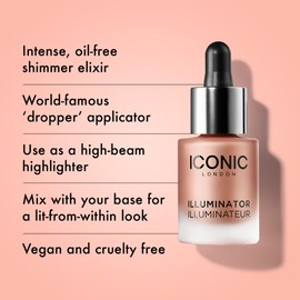 ICONIC LONDON ICONIC LONDON Illuminator | Liquid Highlighting Drops for a Radiant Glow, Cruelty-Free, Vegan Makeup, Blush (Peachy Rose) 0.45 Fl oz