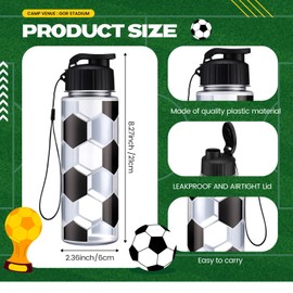Mifoci 20 Pieces Soccer Sports Water Bottle Bulk 17 oz Reusable Plastic Biking Water Bottle Tumbler Adults Reusable Large Bottles with Leak Proof Flip Top for Party Outdoor