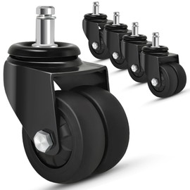 Nefish Office Chair Caster Wheels 2 Inch, 11mm, Heavy Duty Replacement Rubber Chair Casters, Support 750lbs(Set of 5), Quiet Rolling Desk Chair Rollers, Safe for Hardwood Floors&Carpet, Universal Fit