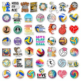 BEATRI 50PCS Volleyball Stickers for Water Bottles Waterproof, Large Vinyl Volleyball Sport Stickers Pack, Volleyball Gifts for Teen Girls Team Players Coach (Volleyball Stickers Decal)