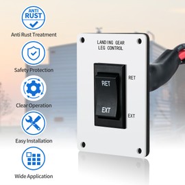 Landing Gear Replacement Switch, Briidea Landing Gear Switch with Black Iron Panel and Anti-Rust Prevention for 5th Wheel RVs and Trailers,White