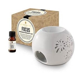 Amphora Aromatics Focus Aromatherapy Kit - with Style 1 traditional burner.