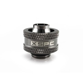 XSPC G1/4" to 3/8" ID, 5/8" OD Compression Fitting V2 for Soft Tubing, Black Chrome, 8-pack