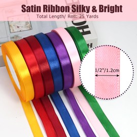 Luomorgo 1/2 Inch Satin Ribbon, 25 Yards Pink Satin Ribbon, Fabric Ribbon for Gift Wrapping, Flower Bouquet, DIY Craft, Sewing, Wedding, Birthday Party Decorations