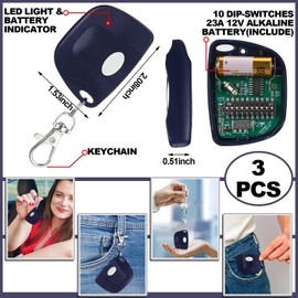 Kingdder 3 Pieces Gate Opener Remote Compatible with Multicode 300mhz 10 Dip Switch 3089 3060 3070 Garage Door Opener Remote Control with Keychain(Purple, White)