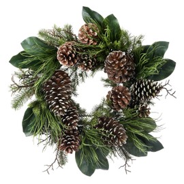 Regency International MTX54988-NAGR 28 in. Mixed Pine, Magnolia Leaf & Large Cone Wreath - Natural Green